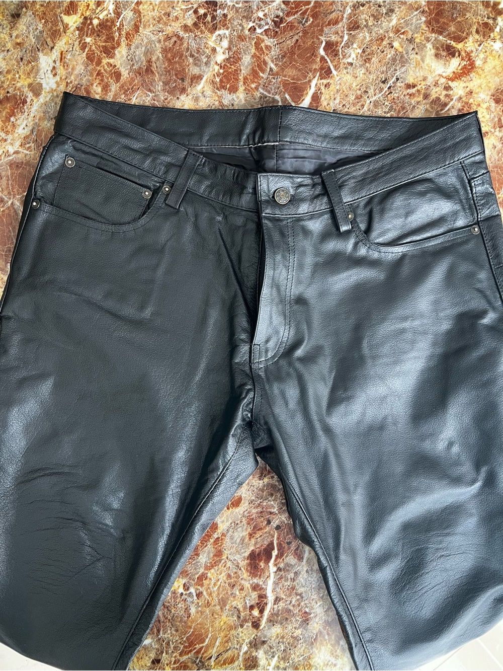 Real Leather Boss Men's Jeans in Black